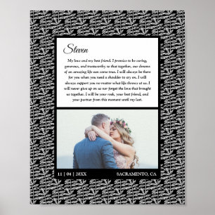 Affiche Noir Rustique Personnalisé Mariage Photo Vows Mari