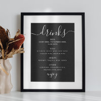 Noir script mariage alcool menu bar boissons
