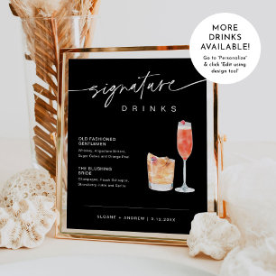 Affiche NOIR Signature Boissons Mariage Signal Noir 8x10