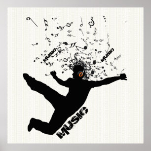 Affiche Noir Silhouette Musique Concept Design Danse Homme