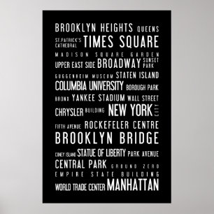 Affiche noire et blanche de New York