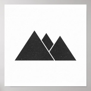Affiche noire et blanche minimaliste de triangles