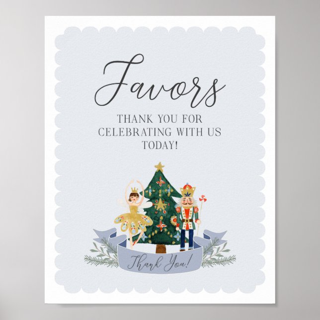 Affiche noisette bleue noël baby shower faveurs signe (Devant)