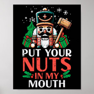 Affiche Noisette de Noël Mettre les noix Ma bouche Humour