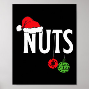 Affiche Noix de poitrine Drôle Noël châtaignes Couple Matc
