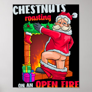 Affiche Noix de poitrine qui rôtissent Funny Naughty Père