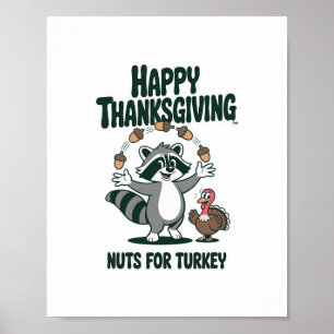 Affiche Noix de Raton Laveur Drôles de Thanksgiving pour l