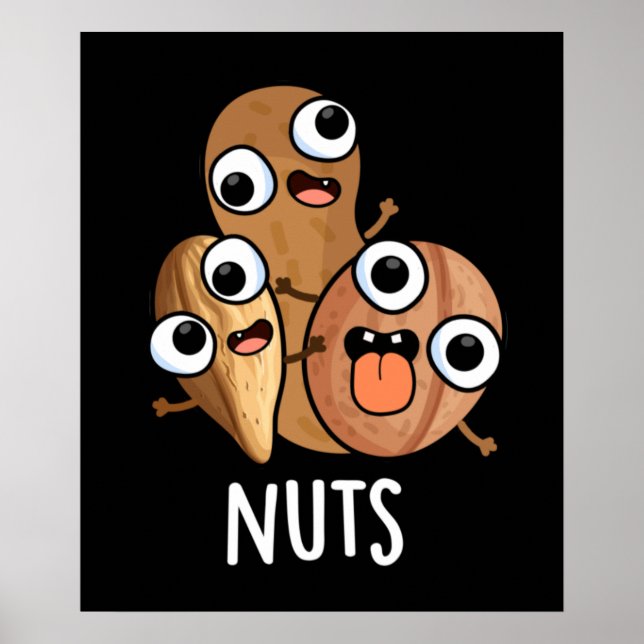 Affiche Noix Drôle Nutty Food Pun Dark BG (Devant)
