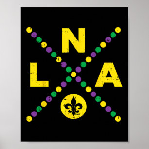 Affiche Nola New Orleans Louisiana Jester Funny Mardi Gras