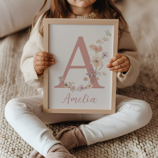 Affiche Nom artistique en monogramme pour la nurserie de l