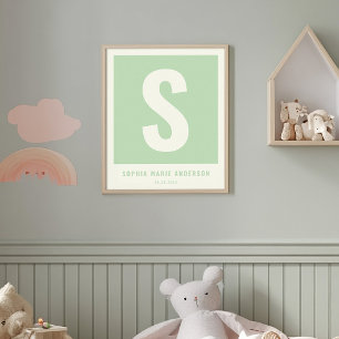 Affiche Nom bébé personnalisé Pépinière Décor Mur Monogram