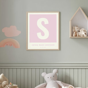 Affiche Nom bébé personnalisé Pépinière Décor Mur Monogram