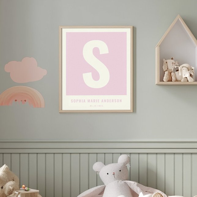 Affiche Nom bébé personnalisé Pépinière Décor Mur Monogram (Créateur téléchargé)