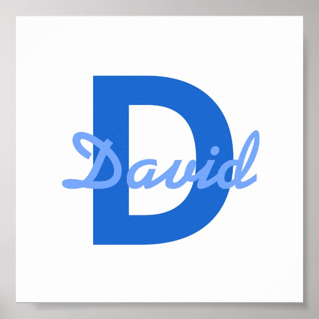 Affiche Nom bleu et monogramme (Devant)