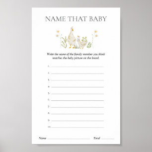 Affiche Nom Ce Bébé Silly Goose Baby shower Jeu