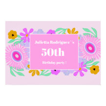nom chic floral moderne rose pour 50e anniversaire