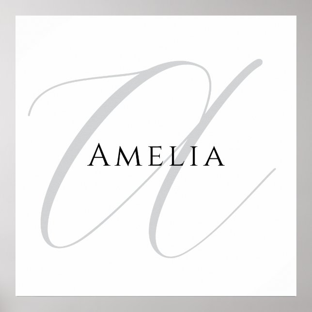 Affiche Nom chic monogramme initiale lettre calligraphie  (Devant)
