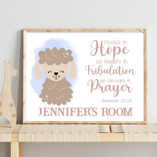Affiche Nom Christian Cute Baby Sheep Bible Citation