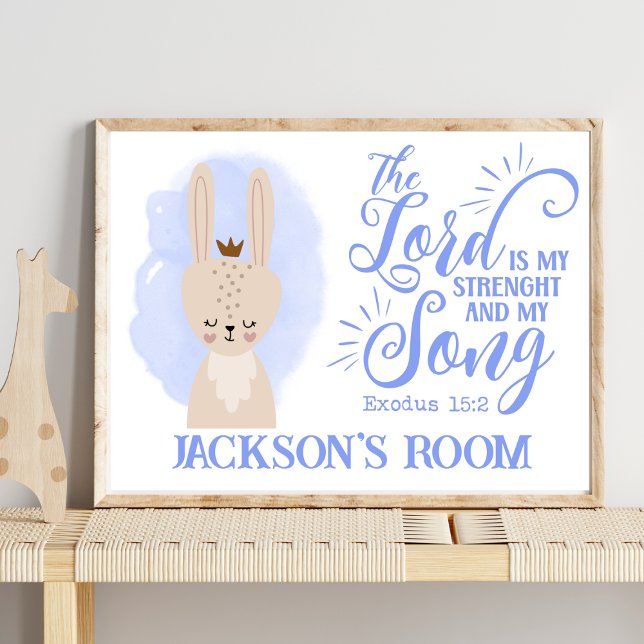 Affiche Nom Christian Cute Bunny Rabbit Bible Citation (Créateur téléchargé)