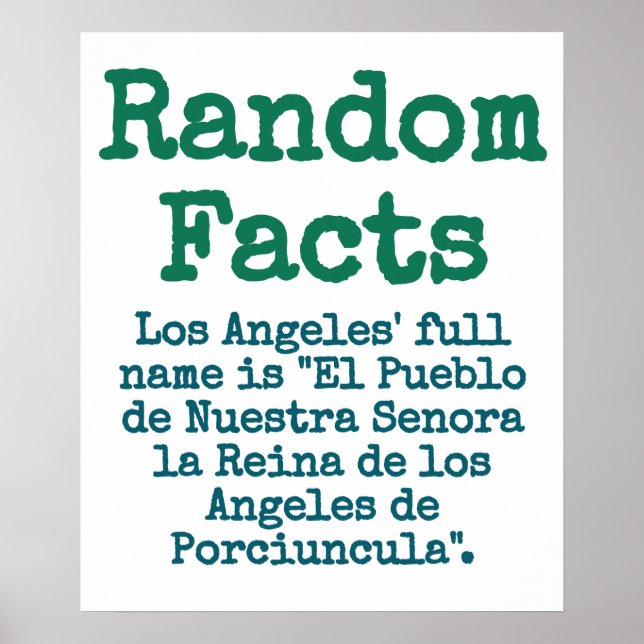 Affiche Nom complet de Los Angeles - Trivia Fact (Devant)