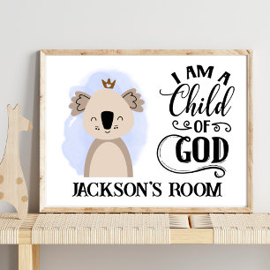 Affiche Nom Cute Australian Baby Koala Bible Citation