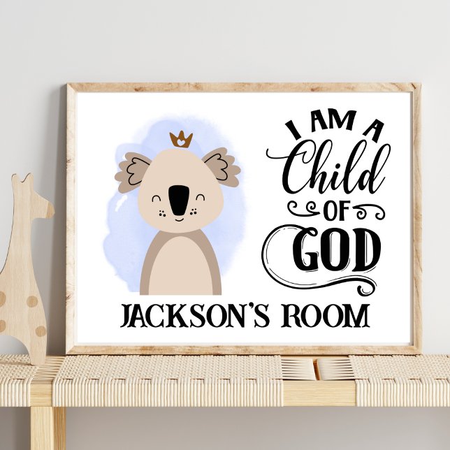 Affiche Nom Cute Australian Baby Koala Bible Citation (Créateur téléchargé)