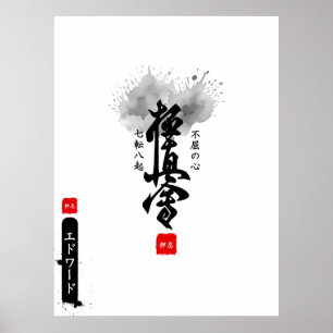 Affiche Nom d'arts martiaux Sumi-E de dojo japonais 