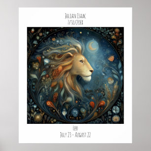 Affiche Nom d'astrologie du zodiaque Léo & Anniversaire