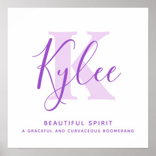 Affiche Nom de clé signifiant texte violet personnalisé