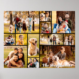 Affiche Nom de Collage de 12 Photos Unique Simple