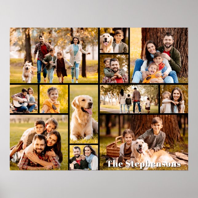 Affiche Nom de Collage de 12 Photos Unique Simple (Devant)