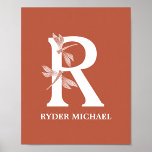 Affiche Nom de couleur personnalisé Monogramme Lettre R Dr