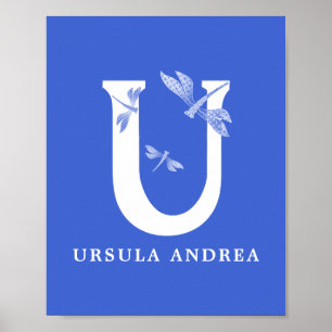 Affiche Nom de couleur personnalisé Monogramme Lettre U Dr