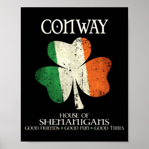 Affiche Nom de famille Conway Irlande Maison Irlandaise de