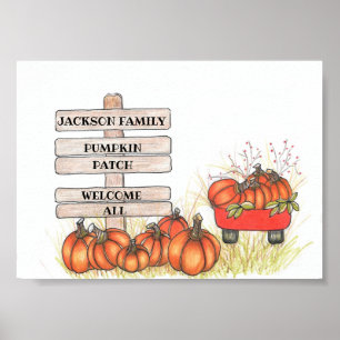 Affiche Nom de famille du patch citrouille