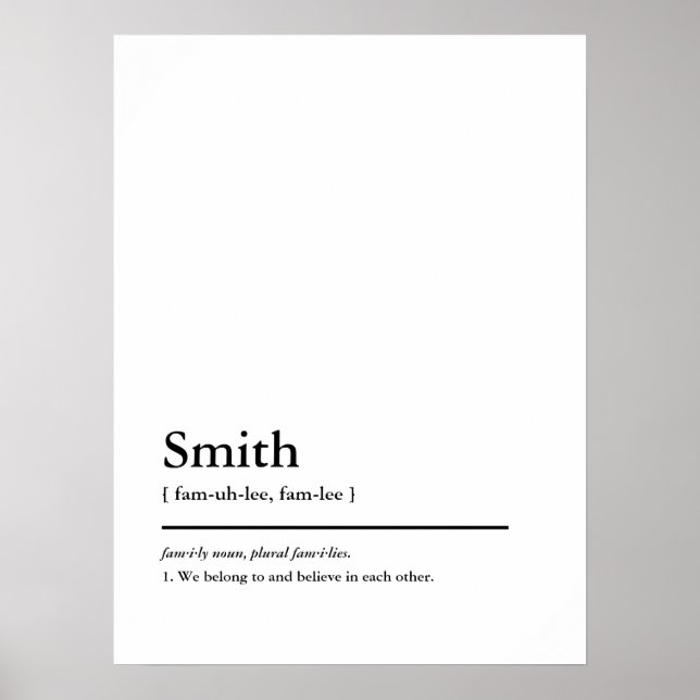 Affiche Nom de famille personnalisé et définition du dicti (Devant)