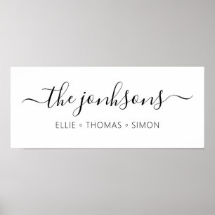 Affiche nom de famille personnalisé maison minimaliste mod