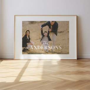Affiche Nom de famille personnalisé photo minimaliste mode