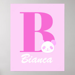 Affiche Nom de fille Lettre personnalisée en rose