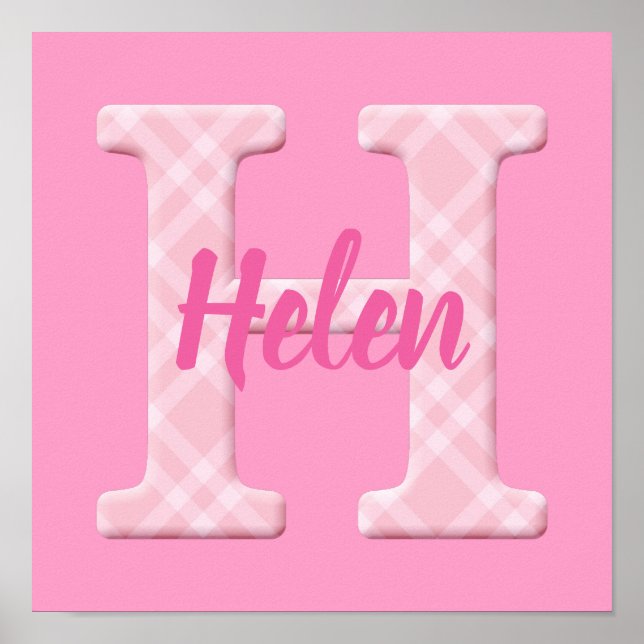 Affiche Nom de fille personnalisé Plaid Lettre H (Devant)