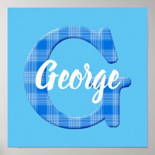 Affiche Nom de garçon personnalisé carreaux lettre G