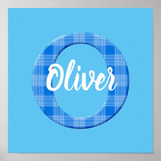 Affiche Nom de garçon Plaid personnalisé Lettre O (Devant)