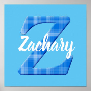 Affiche Nom de garçon Plaid personnalisé Lettre Z