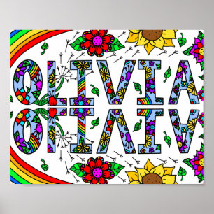 Affiche Nom de la fille Olivia Fleurs sauvages pleines de
