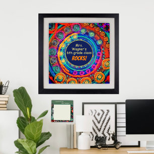 Affiche Nom de l'enseignant et classe Rock, Colorful Fun