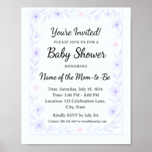 Affiche nom de lot de jeux de baby shower de fleurs