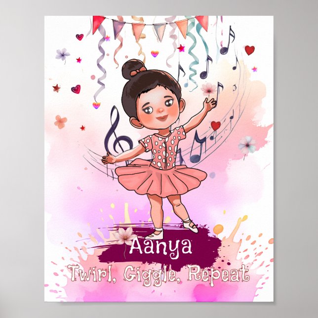 Affiche Nom de petite ballerine personnalisé (Devant)