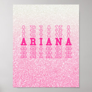 Affiche Nom de répétition personnalisée Ariana Pink