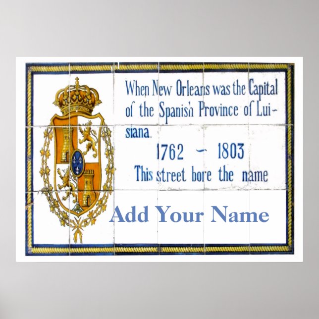 Affiche Nom de rue du quartier français, Ajouter votre nom (Devant)