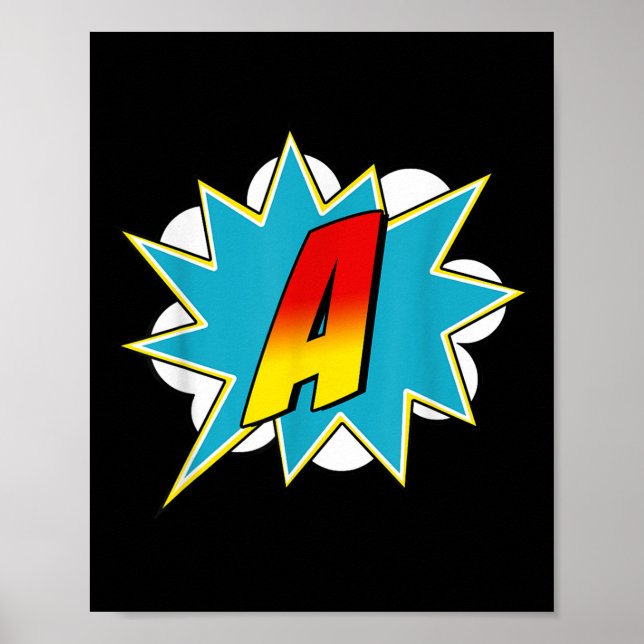 Affiche Nom de super-héros de la lettre A Costume rétro de (Devant)